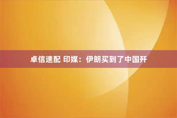 卓信速配 印媒：伊朗买到了中国歼